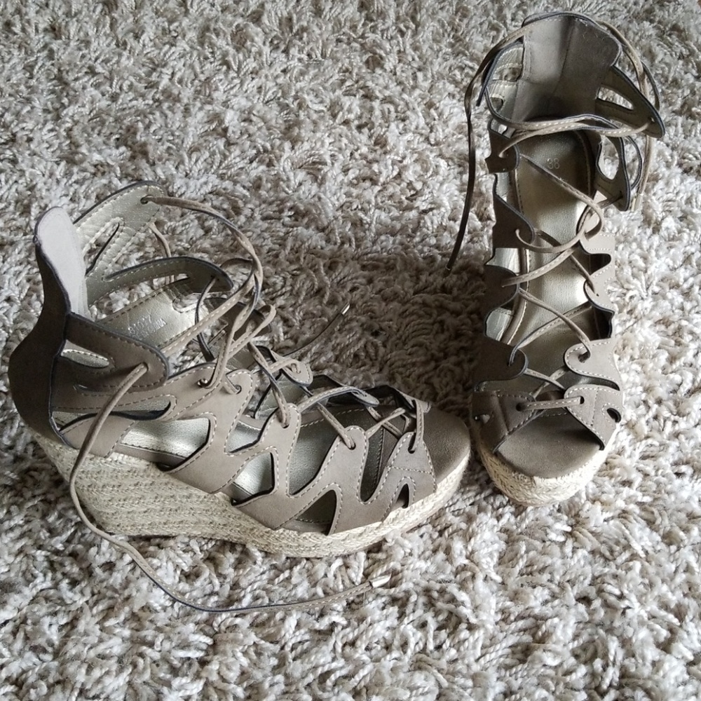Lace up wedges